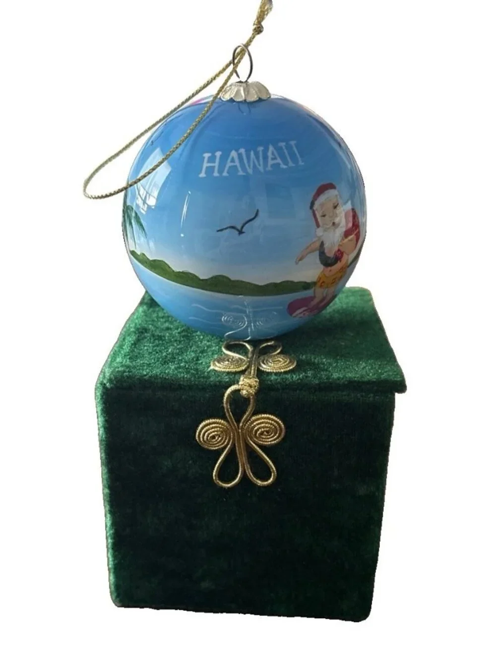 Brown Bag Maui By Design Hand Painted Glass Christmas Ornament “ Hawaii